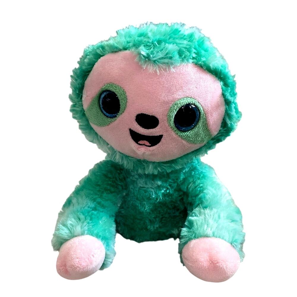 Spark Create Imagine Mint Green Sloth Plush Animal Blue Sparkle Eyes
